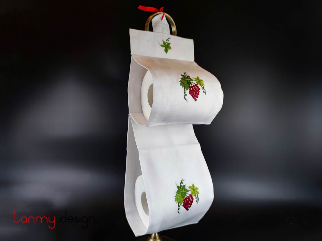 Toilet paper hanger with grape embroidery